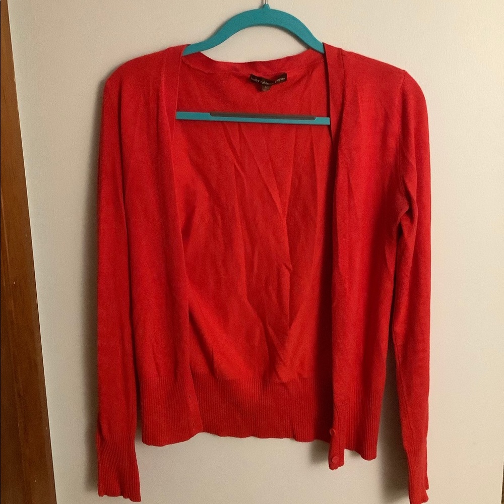 Red cardigan